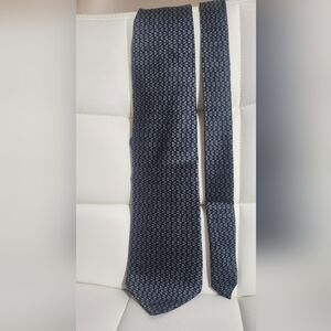 Ziggurat By Mulberry Navy Patterned Tie 44"